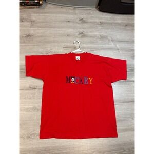 Vintage Mickey‎ & Co. Disney T-Shirt Red Embroidered Mickey Mouse XL